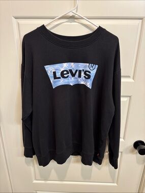 Levi's Black Sweatshirt with Light Blue Patterned Logo